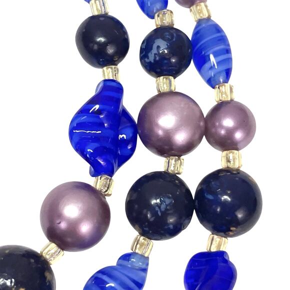 VTG Japan 50s 60s Necklace Two Strand Glass Bead Faux Pearl Graduated Colorful - Picture 12 of 13